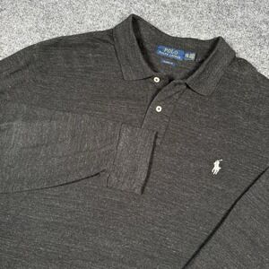Polo Ralph Lauren Mens 2XL Classic Fit Long Sleeve Polo Shirt Dark Gray W/ Pony